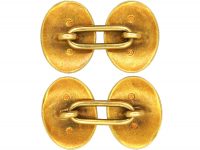 Victorian 18ct Gold Plain Oval Cufflinks