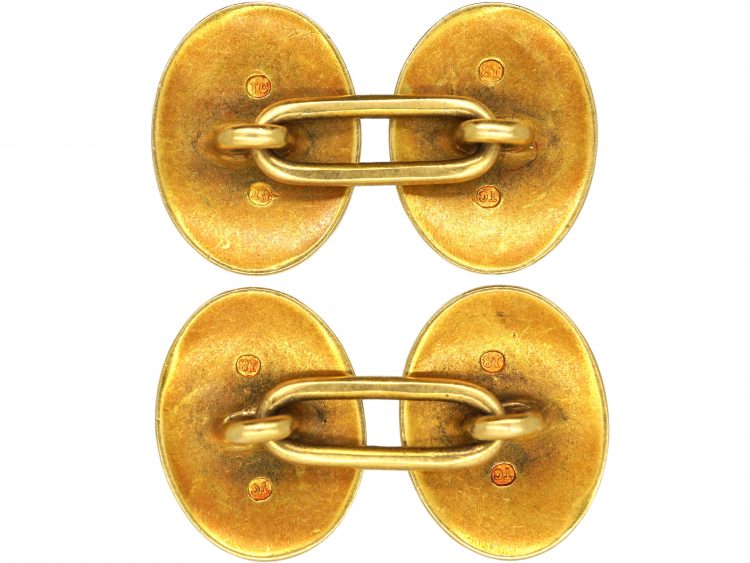 Victorian 18ct Gold Plain Oval Cufflinks