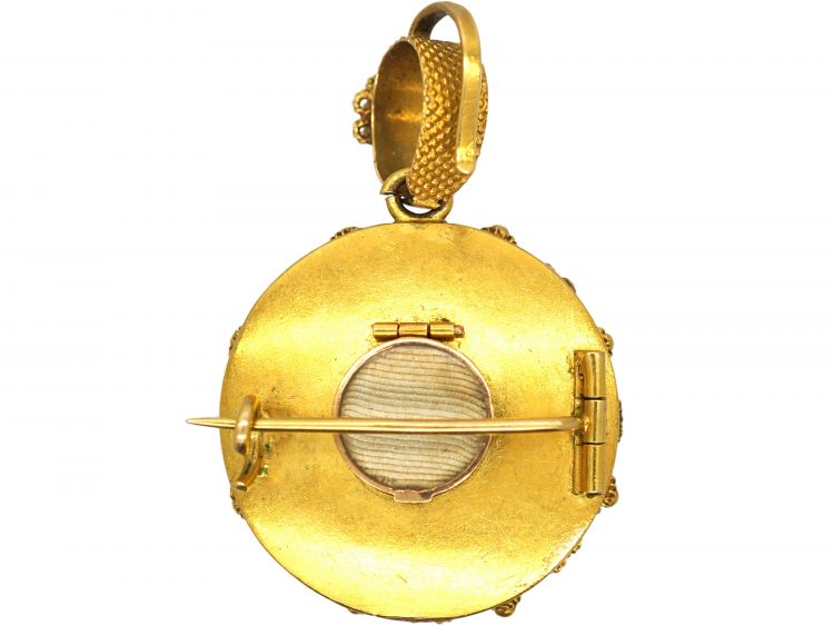 Georgian 18ct Gold Emerald & Ruby Locket Brooch & Pendant