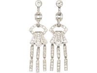 Art Deco Platinum & Diamond Drop Earrings