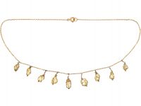 Art Nouveau 9ct Gold & Caged Baroque Pearls Necklace