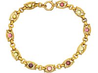 Edwardian 15ct Gold Harlequin Bracelet in Original Case set with Different Gemstones