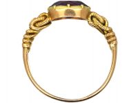 Regency 18ct Gold & Amethyst Ring with Knot Detail on the Shoulders