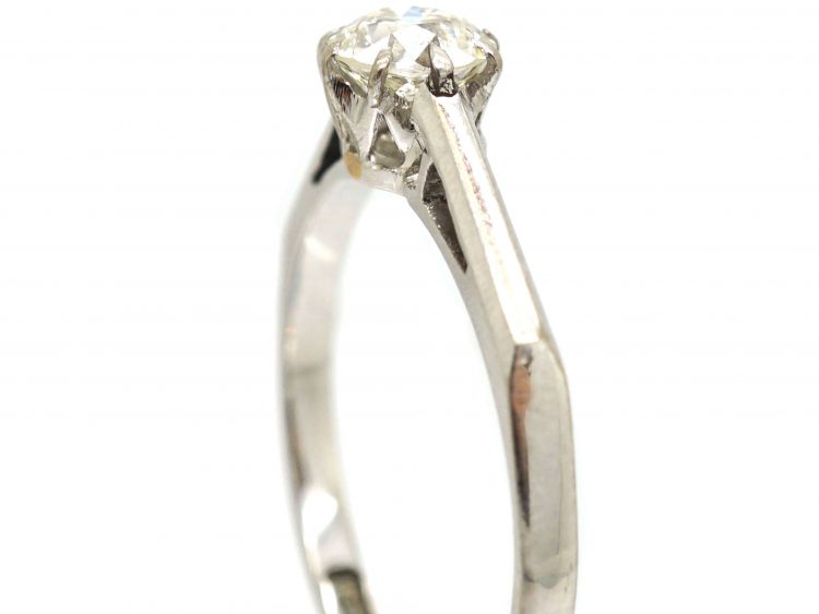 Art Deco 18ct White Gold & Platinum, Diamond Solitaire Ring