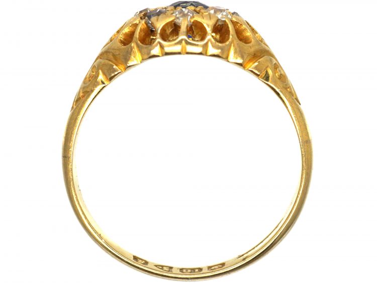 Edwardian 18ct Gold, Sapphire & Diamond Cluster Ring