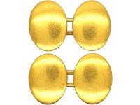 Victorian 18ct Gold Plain Oval Cufflinks
