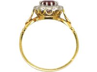 18ct Gold, Ruby & Diamond Oval Cluster Ring