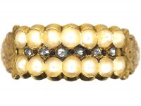 Regency 15ct Gold, Natural Split Pearl & Rose Diamond Ring