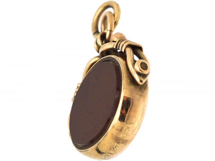 Victorian 9ct Gold Swivel Fob set with a Bloodstone & a Carnelian