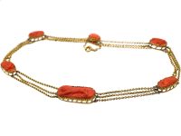 Georgian 18ct Gold & Carved Coral Necklace