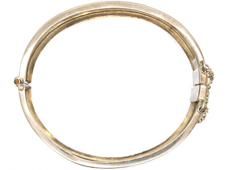 Victorian Silver Bangle with Engraved Fern Design