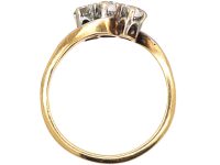 Edwardian 18ct Gold & Platinum, Three Stone Diamond Crossover Ring