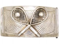 Victorian Silver Bangle with Two Tennis Racquets