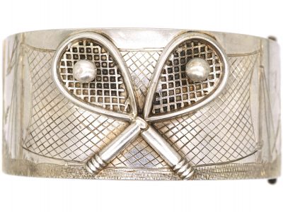 Victorian Silver Bangle with Two Tennis Racquets