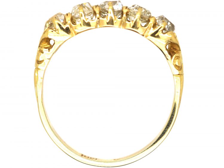 Victorian 18ct Gold, Five Stone Old Mine Cut Diamond Ring