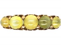 Victorian 18ct Gold, Five Stone Cat's Eye Chrysoberyl Ring