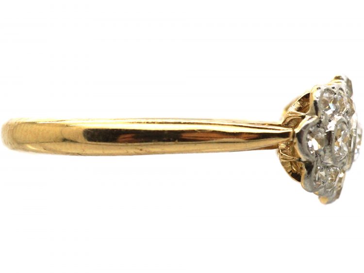 Edwardian 18ct Gold & Diamond Triple Cluster Diamond Ring