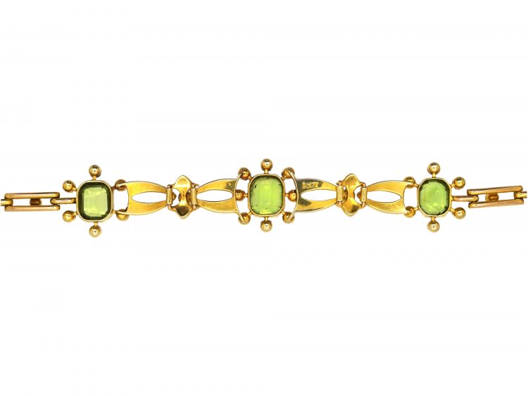 Edwardian 15ct Gold, Peridot & Natural Split Pearls Bracelet
