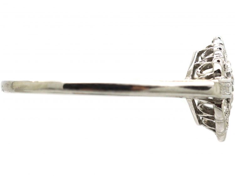 Art Deco Platinum & Diamond Cluster Ring with Baguette Diamond Detail