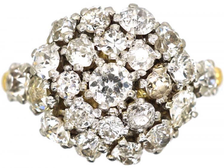 1950s Large 18ct Gold & Diamond Cluster Ring