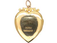 Edwardian 9ct Gold Back & Front Heart Shaped Locket set with a Rose Diamond