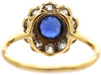 Edwardian 18ct Gold & Platinum, Sapphire & Diamond Cluster Ring