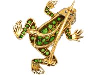 French Belle Epoque 18ct Gold, Green Garnet & Diamond Frog Brooch