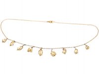 Art Nouveau 9ct Gold & Caged Baroque Pearls Necklace