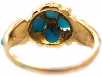 Victorian 15ct Gold Forget Me Not Ring set with Turquoise & Rose Diamonds
