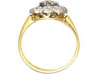 Retro 18ct Gold & Palladium Diamond Set Daisy Cluster Ring
