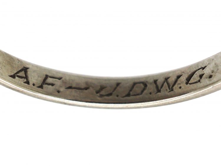 Art Deco Platinum, Asscher Cut Diamond Ring with Diamond Set Shoulders