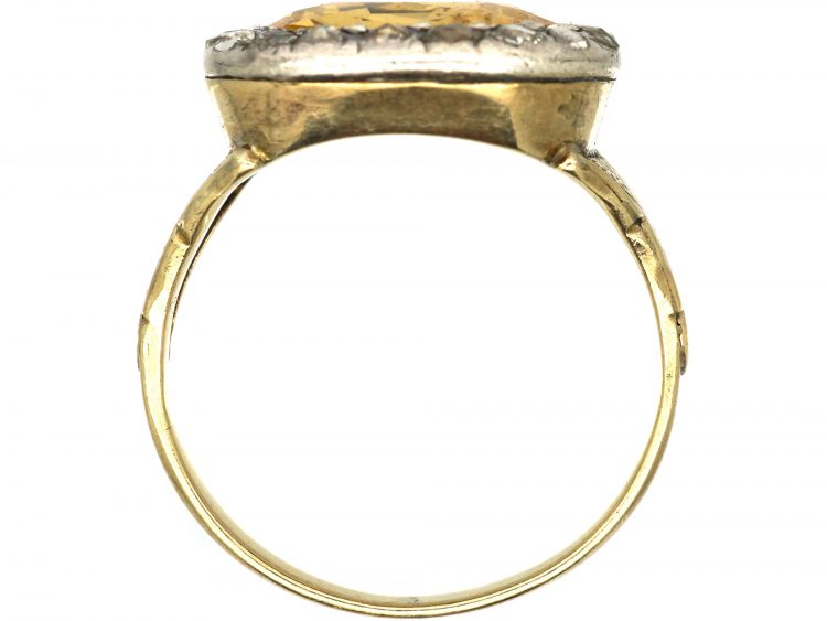 Georgian 15ct Gold, Foiled Topaz & Rose Diamond Ring