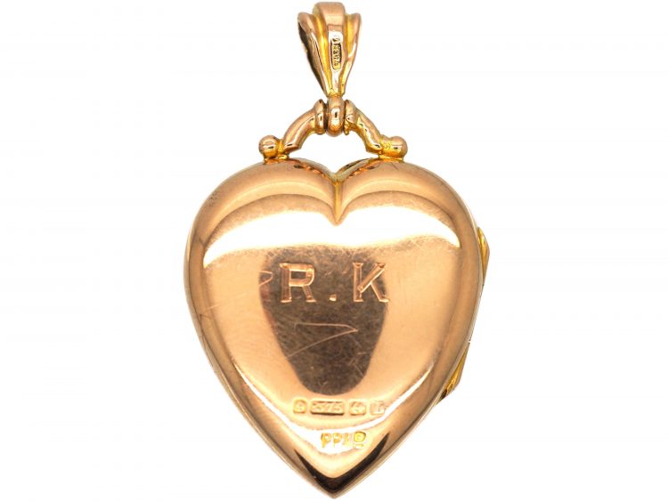 Edwardian 9ct Gold Heart Locket with Engraved Detail