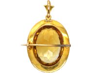 Victorian 15ct Gold, Natural Split Pearls & Citrine Brooch / Pendant in Original Case