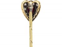 Edwardian Heart Shaped Tie Pin set with a Ruby & Diamonds