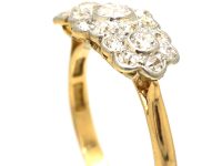 Edwardian 18ct Gold & Diamond Triple Cluster Diamond Ring
