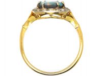 Edwardian 18ct Gold & Platinum, Black Opal & Diamond Oval Cluster Ring