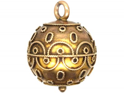 Victorian 15ct Gold Orb Pendant with Applied Gold Detail