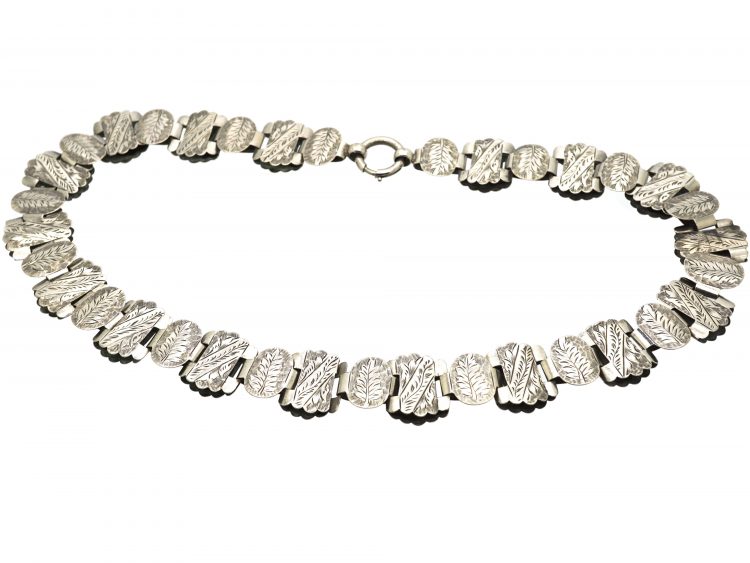 Victorian Silver Collar with Fern & Leaf Motif