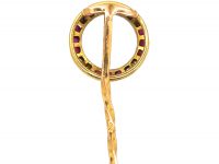 Art Deco 18ct Gold & Platinum, Ruby & Diamond Circle Tie Pin