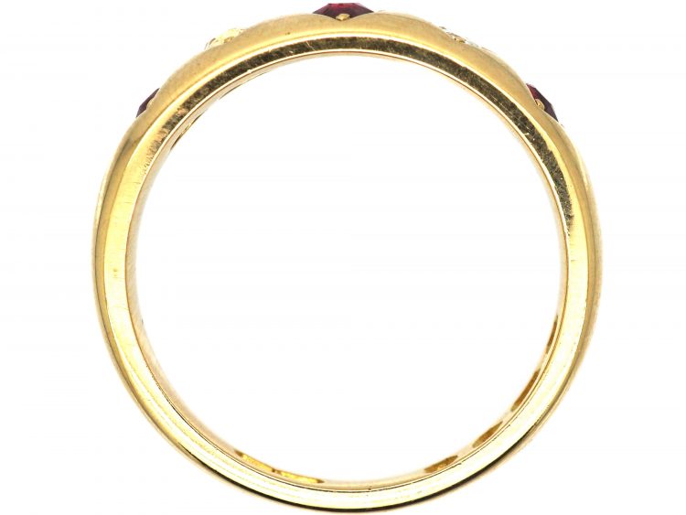 Victorian 18ct Gold, Ruby & Diamond Gypsy Ring