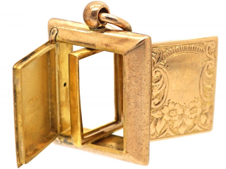 Victorian 9ct Gold Rectangular Locket that Hinges Opens at the Front