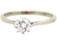 Art Deco 18ct White Gold & Platinum, Diamond Solitaire Ring