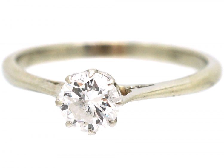 Art Deco 18ct White Gold & Platinum, Diamond Solitaire Ring