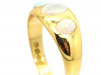 Edwardian 18ct Gold, Three Stone Cabochon Opal Ring