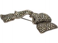 Art Deco Silver & Marcasite Bow Brooch