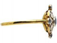 Edwardian 18ct Gold & Platinum, Sapphire & Diamond Ring with Diamond Shaped Design