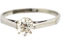 Art Deco 18ct White Gold & Platinum, Diamond Solitaire Ring