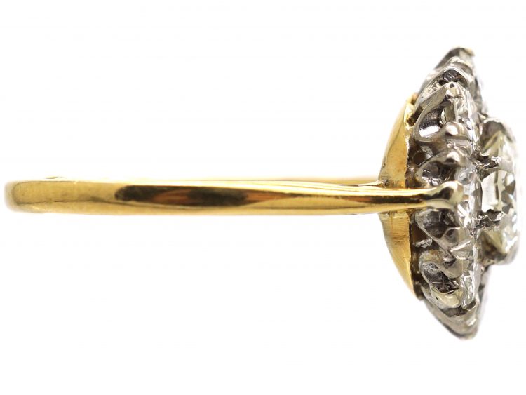 Retro 18ct Gold, Large Diamond Daisy Cluster Ring