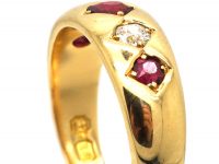 Victorian 18ct Gold, Ruby & Diamond Gypsy Ring